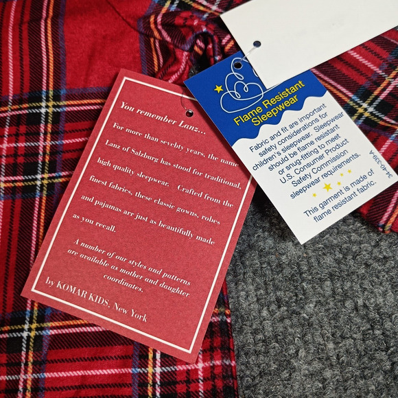 Lanz Of Salzburg Baby Pajamas Size 6-9 Months Red Tartan Plaid Flame Resistant - Picture 7 of 7